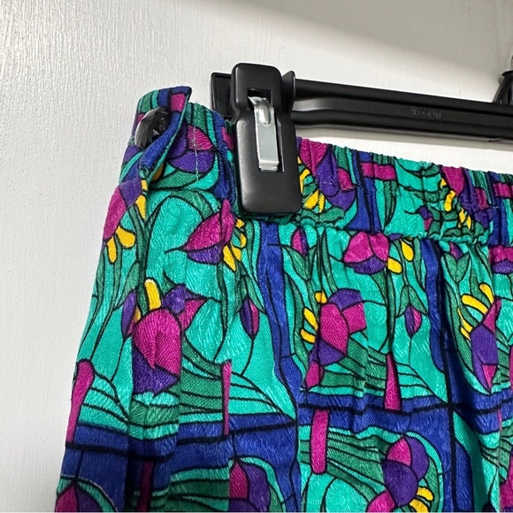 Vintage Doncaster Green Floral Print Pleated Midi Skirt Women’s Size 14 Retro - Picture 9 of 16